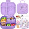 Kids Lunch Box Set -12oz Insulated Food Jar, Thermal Bag,Leakproof Lunch Food Containers Cutlery (BPA Free)-Gift for Girls/Boys Age 3-10(Purple+Purple Jar)