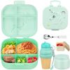 Kids Lunch Box Set -12oz Insulated Food Jar, Thermal Bag,Leakproof Lunch Food Containers Cutlery (BPA Free)-Gift for Girls/Boys Age 3-10(Green+Green Jar)