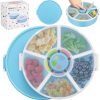 Kids Original Snack Spinner Bundle - Reusable Snack Container with 5 Compartment Dispenser and Lid | BPA and PVC Free | Dishwasher Safe | No Spill, Leakproof,for Toddlers,School (Blue-2Pack)