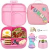 Kids Bento Lunch Box with 12oz Soup Thermo, Kids Leakproof Lunch Food Container with 4 Compartments, Insulated Lunch Bag & Water Cup for Girls Boys to School Travel