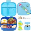 Kids Bento Lunch Box with 12oz Soup Thermo, Kids Leakproof Lunch Food Container with 4 Compartments, Insulated Lunch Bag & Water Cup for Girls Boys to School Travel
