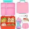 Bento Lunch Box for Kids with 9oz Soup Thermo, Leakproof Lunch Food Containers with 4 Compartment, Kids Thermo Hot Food Jar for School Travel