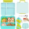 Lunch Box Kids Box Bento Box for Kids - 9oz Soup Thermo, Insulated Bento Lunch Box with Leak Proof Vacuum Insulated Food Jar - 5 Compartments((Blue Sky)