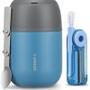17oz Soup Thermo for Hot Food Adults Insulated Food Jar Thermo Hot Food Lunch Container Wide Mouth Stainless Steel Lunch Box for Kids with Folding Spoon Cleaning Brush Gray Blue