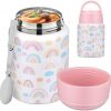 Soup Thermo for Hot Food Kids 16oz Insulated Food Jar Leakproof Thermo Lunch Container for Kids Wide-Mouth Stainless Steel Lunch Box for School with Handle Folding Spoon(3+)​