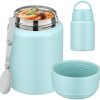 Soup Thermo for Hot Food Kids 16oz Insulated Food Jar Leakproof Thermo Lunch Container for Kids Wide-Mouth Stainless Steel Lunch Box for School with Handle Folding Spoon(3+)​