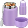 Soup Thermo for Hot Food Kids 16oz Insulated Food Jar Leakproof Thermo Lunch Container for Kids Wide-Mouth Stainless Steel Lunch Box for School with Handle Folding Spoon(3+)​