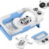 Collapsible Baby Bathtub for Newborn, Baby Bath Tub with Thermometer & Soft Floating Cushion & Drain Hole for Infant to Toddler, Portable Travel Bathtub with No-Slip Feet for 0-36 Months-Blue