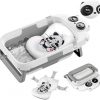 Collapsible Baby Bathtub for Newborn, Baby Bath Tub with Thermometer & Soft Floating Cushion & Drain Hole for Infant to Toddler, Portable Travel Bathtub with No-Slip Feet for 0-36 Months-Gray