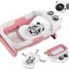 Collapsible Baby Bathtub for Newborn, Baby Bath Tub with Thermometer & Soft Floating Cushion & Drain Hole for Infant to Toddler, Portable Travel Bathtub with No-Slip Feet for 0-36 Months-Pink