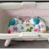 Baby Bathtub for Newborn with Thermometer & Soft Floating Cushion, Bathtub with Drain Hole, Durable Travel Foldable Baby Tubs for Infants to Toddler (Pastel Pink)