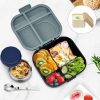 Bento Lunch Box for Kids with 12oz Soup Thermo,4 Compartments Lunch Box Containers Kids, Includes Foldable Spoon &Sauce Jar, BPA Free&Leak proof,Insulated Food Jar for Travel,School (Black)