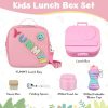 Kids Bento Lunch Box with 12oz Soup Thermo, Kids Leakproof Lunch Food Container with 4 Compartments, Insulated Lunch Bag & Water Cup for Girls Boys to School Travel