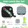 Kids Bento Lunch Box with 12oz Soup Thermo, Kids Leakproof Lunch Food Container with 4 Compartments, Insulated Lunch Bag & Water Cup for Girls Boys to School Travel
