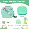 Kids Bento Lunch Box with 12oz Soup Thermo, Kids Leakproof Lunch Food Container with 4 Compartments, Insulated Lunch Bag & Water Cup for Girls Boys to School Travel