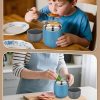 17oz Soup Thermo for Hot Food Adults Insulated Food Jar Thermo Hot Food Lunch Container Wide Mouth Stainless Steel Lunch Box for Kids with Folding Spoon Cleaning Brush Gray Blue