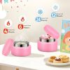 Kids Bento Lunch Box with 8oz Soup Thermo, Kids Leakproof Lunch Food Containers with 4 Compartment,Insulated Hot Food Jar with Lunch Bag for School, Travel (Pink-No lunch bag)