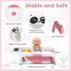 Collapsible Baby Bathtub for Newborn, Baby Bath Tub with Thermometer & Soft Floating Cushion & Drain Hole for Infant to Toddler, Portable Travel Bathtub with No-Slip Feet for 0-36 Months-Pink