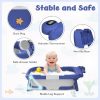 Collapsible Baby Bathtub for Newborn to Toddler (0-24 Months), Portable Baby Bath Tub for Travel, Newborn Bathtub with Soft and Supportive Cushion (Astronaut-Blue)