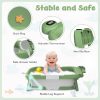 Collapsible Baby Bathtub for Newborn to Toddler (0-24 Months), Portable Baby Bath Tub for Travel, Newborn Bathtub with Soft and Supportive Cushion (Astronaut-Green)