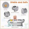 Collapsible Baby Bathtub for Newborn to Toddler (0-24 Months), Portable Baby Bath Tub for Travel, Newborn Bathtub with Soft and Supportive Cushion (Astronaut-Gray)