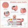Collapsible Baby Bathtub for Newborn to Toddler (0-24 Months), Portable Baby Bath Tub for Travel, Newborn Bathtub with Soft and Supportive Cushion (Astronaut-Pink)