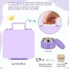 Bento Lunch Box for Kids with 9oz Soup Thermo Leak-Proof Lunch Food Container with 5 Compartment Thermo Hot Food Jar and Insulated Lunch Bag for Kid Toddler Girls Boys to School(Purple)