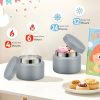 Dinosaur Lunch Box for Kids with Secret Compartment | 4 Compartments Bento Box + 12oz Insulated Food Jar | Leak-Proof Sauce Cup & Collapsible Spoon | BPA-Free, Dishwasher Safe(Grey+Grey Jar)