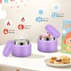 Kids Lunch Box Set -12oz Insulated Food Jar, Thermal Bag,Leakproof Lunch Food Containers Cutlery (BPA Free)-Gift for Girls/Boys Age 3-10(Purple+Purple Jar)
