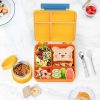 Bento Lunch Box for Kids with 9oz Soup Thermo, Leakproof Lunch Food Containers with 4 Compartment, Kids Thermo Hot Food Jar for School Travel