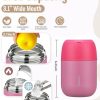 17oz Soup Thermo for Hot Food Adults Insulated Food Jar Thermo Hot Food Lunch Container Wide Mouth Stainless Steel Lunch Box for Kids with Folding Spoon Cleaning Brush Pink