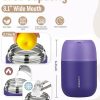 17oz Soup Thermo for Hot Food Adults Insulated Food Jar Thermo Hot Food Lunch Container Wide Mouth Stainless Steel Lunch Box for Kids with Folding Spoon Cleaning Brush Purple