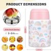 Soup Thermo for Hot Food Kids 16oz Insulated Food Jar Leakproof Thermo Lunch Container for Kids Wide-Mouth Stainless Steel Lunch Box for School with Handle Folding Spoon(3+)​