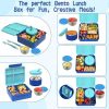 Kids Bento Lunch Box with 8oz Soup Thermo, Kids Leakproof Lunch Food Containers with 4 Compartment,Insulated Hot Food Jar with Lunch Bag for School, Travel (Blue)