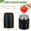 10oz Soup Thermo for Hot Food Kids Insulated Food Jar with Spoon Wide Mouth Stainless Steel Lunch Container Leak Proof Vacuum Food Box for School Travel Picnic Black
