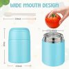 10oz Soup Thermo for Hot Food Kids Insulated Food Jar with Spoon Wide Mouth Stainless Steel Lunch Container Leak Proof Vacuum Food Box for School Travel Picnic Ice Blue