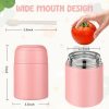 10oz Soup Thermo for Hot Food Kids Insulated Food Jar with Spoon Wide Mouth Stainless Steel Lunch Container Leak Proof Vacuum Food Box for School Travel Picnic Pink