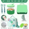 Kids Bento Lunch Box with 8oz Soup Thermo, Kids Leakproof Lunch Food Containers with 4 Compartment,Insulated Hot Food Jar with Lunch Bag for School, Travel (Green)