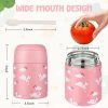10oz Soup Thermo for Hot Food Kids Insulated Food Jar with Spoon Wide Mouth Stainless Steel Lunch Container Leak Proof Vacuum Food Box for School Travel Picnic Pink Unicorn