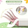 Reclining Baby Bathtub for Newborn, Angle Adjustable Baby Tub for Infant to Toddler, Bath Support in Tub, Thermometer & Bath Kneeler Rest Pad & Clean Rinse Cup, 6-36 Months-Pink