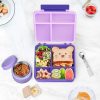 Bento Lunch Box for Kids with 9oz Soup Thermo Leak-Proof Lunch Food Container with 5 Compartment Thermo Hot Food Jar and Insulated Lunch Bag for Kid Toddler Girls Boys to School(Purple)