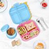 Dinosaur Lunch Box for Kids with Secret Compartment | 4 Compartments Bento Box + 12oz Insulated Food Jar | Leak-Proof Sauce Cup & Collapsible Spoon | BPA-Free, Dishwasher Safe(Colorful)