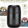 Insulated Soup Thermo 17oz - Stainless Steel Vacuum Lunch Box for Adults, Kids Leakproof Hot Food Container with Handle Folding Spoon (School Office Outdoor)