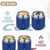 17oz Soup Thermo for Hot Food Adults Insulated Food Jar Thermo Hot Food Lunch Container Wide Mouth Stainless Steel Lunch Box for Kids with Folding Spoon Cleaning Brush Navy Blue