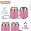 17oz Soup Thermo for Hot Food Adults Insulated Food Jar Thermo Hot Food Lunch Container Wide Mouth Stainless Steel Lunch Box for Kids with Folding Spoon Cleaning Brush Pink