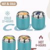 17oz Soup Thermo for Hot Food Adults Insulated Food Jar Thermo Hot Food Lunch Container Wide Mouth Stainless Steel Lunch Box for Kids with Folding Spoon Cleaning Brush Peacock Blue