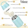 Soup Thermo for Hot Food Kids 16oz Insulated Food Jar Leakproof Thermo Lunch Container for Kids Wide-Mouth Stainless Steel Lunch Box for School with Handle Folding Spoon(3+)​