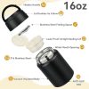 Soup Thermo for Hot Food Kids 16oz Insulated Food Jar Leakproof Thermo Lunch Container for Kids Wide-Mouth Stainless Steel Lunch Box for School with Handle Folding Spoon(3+)​