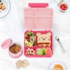 Kids Bento Lunch Box with 8oz Soup Thermo, Kids Leakproof Lunch Food Containers with 4 Compartment,Insulated Hot Food Jar with Lunch Bag for School, Travel (Pink-No lunch bag)