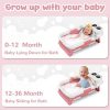 Collapsible Baby Bathtub for Newborn, Baby Bath Tub with Thermometer & Soft Floating Cushion & Drain Hole for Infant to Toddler, Portable Travel Bathtub with No-Slip Feet for 0-36 Months-Pink